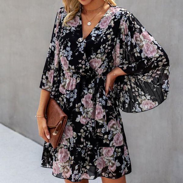 f# vintage bohe chiffon summer dress women floral print long sleeve v-neck sundress elegant pleated a line big swing casual dresses, Black;gray
f# vintage bohe chiffon summer dress women floral print long sleeve v-neck sundress elegant pleated a line big swing casual dresses, Black;gray