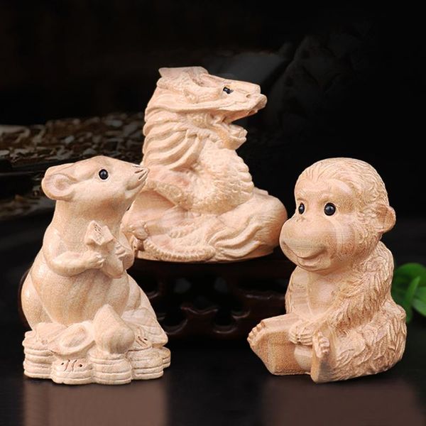 

decorative objects & figurines mahogany chinese zodiac 12 decorations rat ox tiger dragon snake horse sheep monkey rooster dog pig de