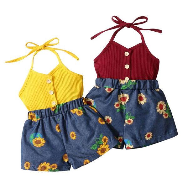 jumpsuits toddler camisole jumpsuit with sunflower print summer baby girls rompers denim stitching sweet clothing 3-18m, Blue 
jumpsuits toddler camisole jumpsuit with sunflower print summer baby girls rompers denim stitching sweet clothing 3-18m, Blue