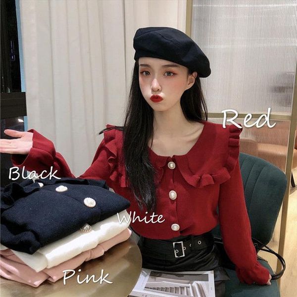 slim fit doll collar womens sweaters knitted cardigan woman femme chandails pull hiver, White;black
slim fit doll collar womens sweaters knitted cardigan woman femme chandails pull hiver, White;black