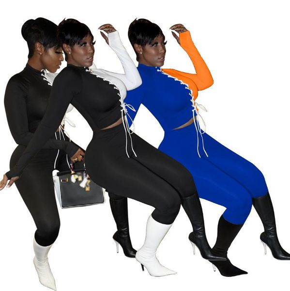 women's two piece pants stitched slim-fit tethered t-shirt and pencil two-piece suit fashion sports long-sleeved trousers, White 
women's two piece pants stitched slim-fit tethered t-shirt and pencil two-piece suit fashion sports long-sleeved trousers, White