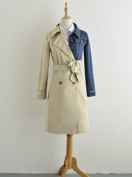 women's trench coats spring autumn coat ladies women long windbreakers denim m69, Tan;black
women's trench coats spring autumn coat ladies women long windbreakers denim m69, Tan;black