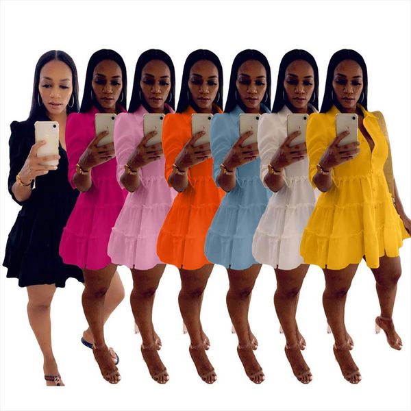 Solid Ruffles Shirt Streetwear Women Dresses Half Sleeve Buttons Up High Waist Mini Summer Casual Party Plus, Black;gray
Solid Ruffles Shirt Streetwear Women Dresses Half Sleeve Buttons Up High Waist Mini Summer Casual Party Plus, Black;gray