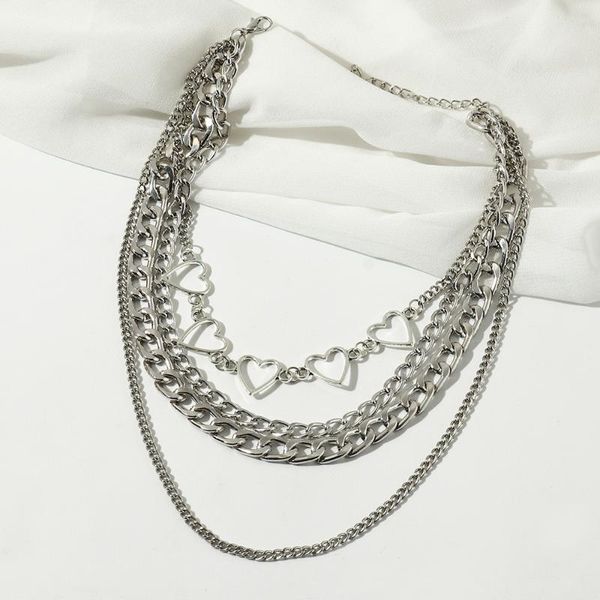 chains retro fashion multi-layer punk necklace, suitable for women heart-shaped metal necklace accessories jewelry gifts, Silver
chains retro fashion multi-layer punk necklace, suitable for women heart-shaped metal necklace accessories jewelry gifts, Silver