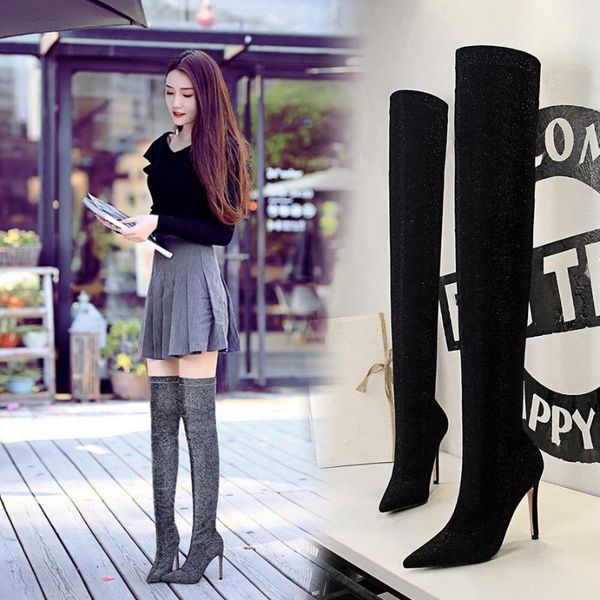boots european and american style fashion sequined stretch cloth nightclub was thin, pointed toe over the knee high-heeled, Black
boots european and american style fashion sequined stretch cloth nightclub was thin, pointed toe over the knee high-heeled, Black