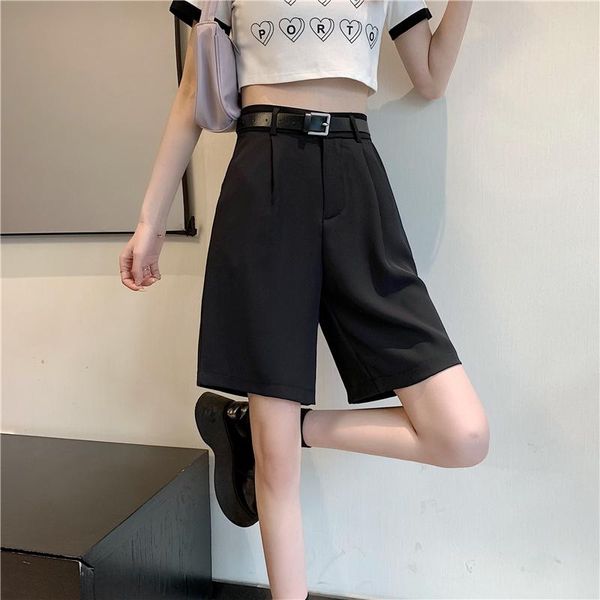 women's shorts 2337 women 2021 korean style high waist loose summer drape wide-leg slim straight, White;black 
women's shorts 2337 women 2021 korean style high waist loose summer drape wide-leg slim straight, White;black