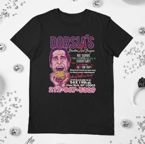 r1 dorsia's bourbon burgers american psycho murder horror movie black t-shirt, White;black
r1 dorsia's bourbon burgers american psycho murder horror movie black t-shirt, White;black