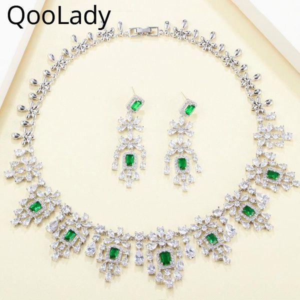 earrings & necklace qoolady green cubic zirconia vintage and long drop wedding party dress accessories jewelry sets for women z020, Silver
earrings & necklace qoolady green cubic zirconia vintage and long drop wedding party dress accessories jewelry sets for women z020, Silver