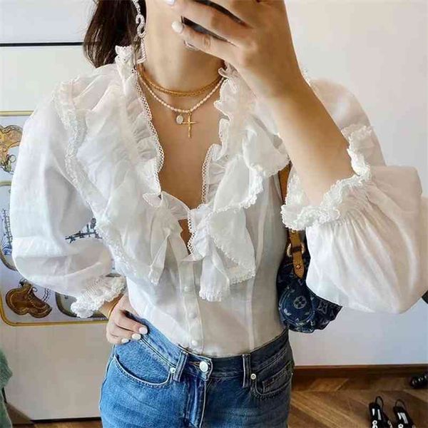 foridol v neck ruffles vintage blouse shirts women white long sleeve button up casual short spring autumn linen female 210415
foridol v neck ruffles vintage blouse shirts women white long sleeve button up casual short spring autumn linen female 210415