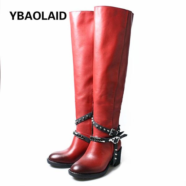 boots thick high-heeled round toe thick-soled layer cowhide color-blocking side zipper rivet metal belt buckle over the knee, Black
boots thick high-heeled round toe thick-soled layer cowhide color-blocking side zipper rivet metal belt buckle over the knee, Black