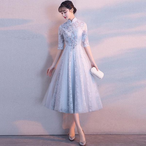 casual chinese style stand collar bridesmaid evening dresses exquisite appliques women wedding party mesh skirt elegant vestidos j8rq, Black;gray
casual chinese style stand collar bridesmaid evening dresses exquisite appliques women wedding party mesh skirt elegant vestidos j8rq, Black;gray