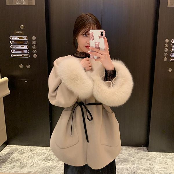 women's wool & blends w2107 2021 autumn winter oversized woolen poncho coat with real fur collar, Black
women's wool & blends w2107 2021 autumn winter oversized woolen poncho coat with real fur collar, Black