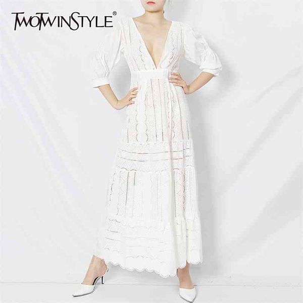 white hollow out dresses for women v neck high waist lace minimalist elegant dress female summer 210520, Black;gray
white hollow out dresses for women v neck high waist lace minimalist elegant dress female summer 210520, Black;gray