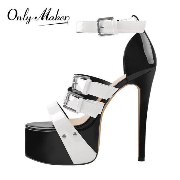 sandals onlymaker summer women's platform pink white patent leather ankle buckles stiletto high heel slippers fashion big size, Black
sandals onlymaker summer women's platform pink white patent leather ankle buckles stiletto high heel slippers fashion big size, Black