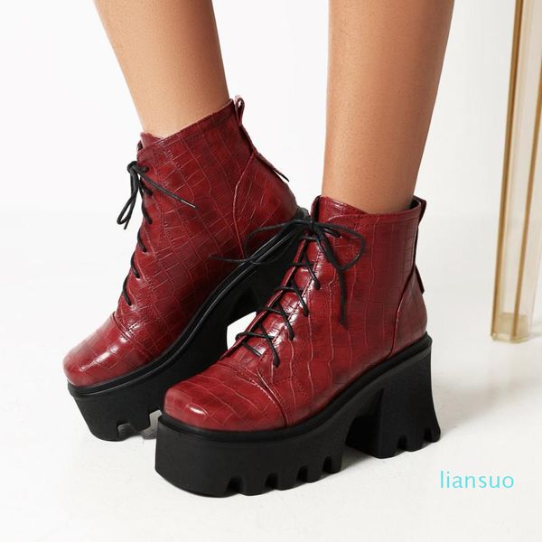 boots stone grain microfiber square toe high-heel platform ankle lace-up polyurethane sole leather women's, Black
boots stone grain microfiber square toe high-heel platform ankle lace-up polyurethane sole leather women's, Black