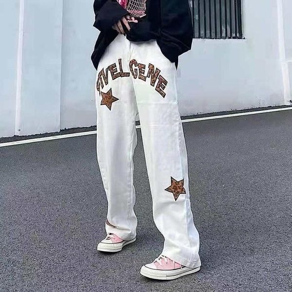 men's jeans high street leopard letter stars embroidery spliced pants for men and women ripped vibe style oversize denim trousers, Blue
men's jeans high street leopard letter stars embroidery spliced pants for men and women ripped vibe style oversize denim trousers, Blue