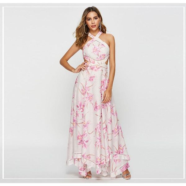 party dress fashion 2021 women summer long halter sleeveless open back lacing hollow out floral print maxi casual dresses, Black;gray
party dress fashion 2021 women summer long halter sleeveless open back lacing hollow out floral print maxi casual dresses, Black;gray