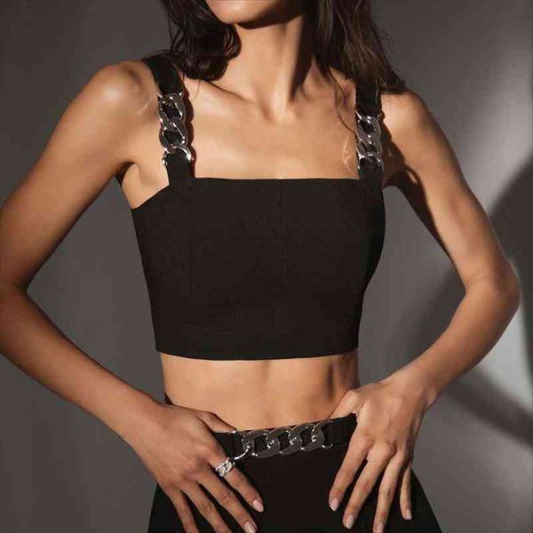 style female vest girls solid color sleeveless crop with metal chain for summer womne camisole, White
style female vest girls solid color sleeveless crop with metal chain for summer womne camisole, White