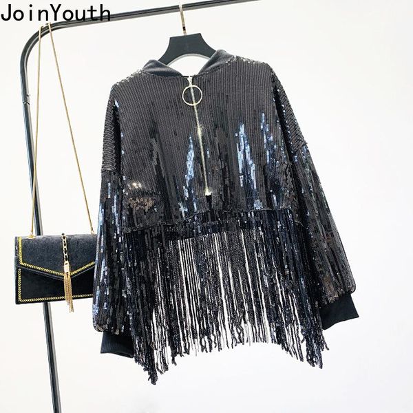 women's jackets joinyouth sequins jacket women tassel solid full zipper fashion 2021 spring clothing loose wild regular 336, Black;brown
women's jackets joinyouth sequins jacket women tassel solid full zipper fashion 2021 spring clothing loose wild regular 336, Black;brown