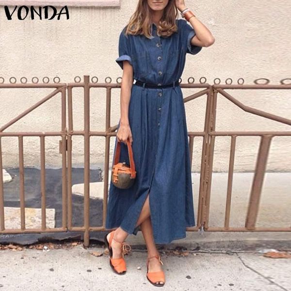 summer dress casual short sleeve party dresses vonda 2021 lapel button down denim shirt bohemian vestidos plus size robe, Black;gray
summer dress casual short sleeve party dresses vonda 2021 lapel button down denim shirt bohemian vestidos plus size robe, Black;gray