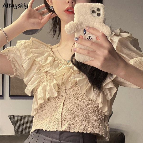 women's blouses & shirts women retro elegant ruffles summer design sweet ladies college soft harajuku trendy casual ins tender, White
women's blouses & shirts women retro elegant ruffles summer design sweet ladies college soft harajuku trendy casual ins tender, White