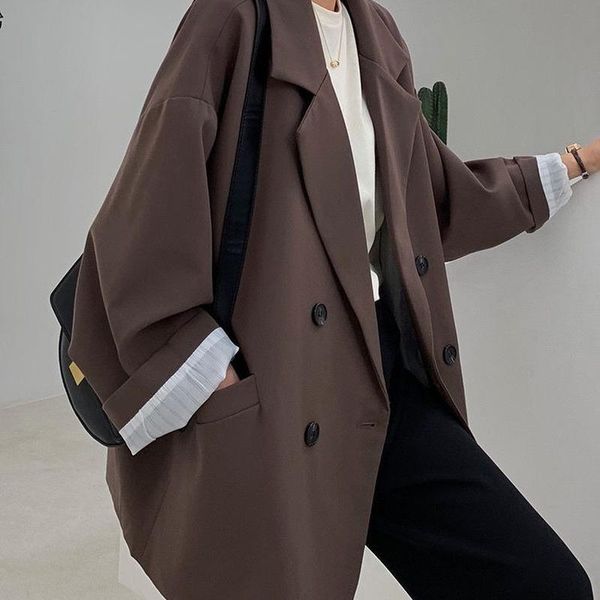 women's suits & blazers 2021 vintage loose women solid blazer autumn chic double breasted female long sleeve suit jackets stylish ladie, White;black
women's suits & blazers 2021 vintage loose women solid blazer autumn chic double breasted female long sleeve suit jackets stylish ladie, White;black