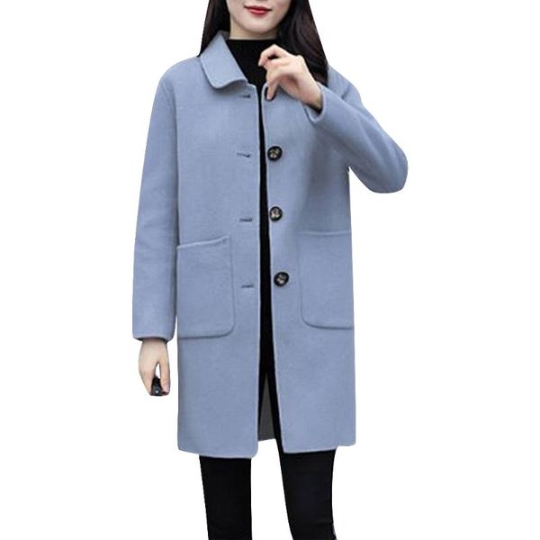 women coats blends long sleeve lapel single breasted outwear mid-length wools korean style business coat women's wool &, Black
women coats blends long sleeve lapel single breasted outwear mid-length wools korean style business coat women's wool &, Black