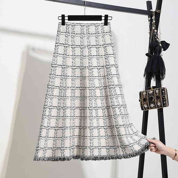 werueruyu autumn winter tweed skirt women plaid skirts ladies fashion korean high breasted skirt 210608, Black
werueruyu autumn winter tweed skirt women plaid skirts ladies fashion korean high breasted skirt 210608, Black