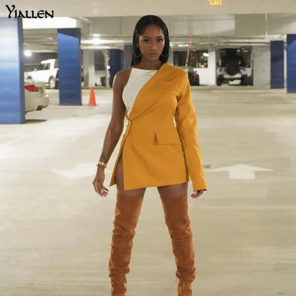 women's jackets yiallen summer solid fashion slim halter coat women one shoulder long sleeve single breasted street party jacket la, Black;brown
women's jackets yiallen summer solid fashion slim halter coat women one shoulder long sleeve single breasted street party jacket la, Black;brown