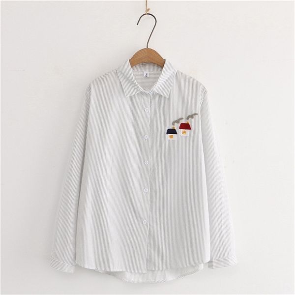 fashion embroidered houses women long sleeve blouse turn-down collar shirt stripe button loose female blouses 210430, White
fashion embroidered houses women long sleeve blouse turn-down collar shirt stripe button loose female blouses 210430, White
