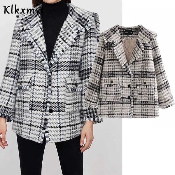 klkxmyt za blazer women fashion check loose woolen blazers coat vintage long sleeve pockets female outerwear chic 210527, White;black
klkxmyt za blazer women fashion check loose woolen blazers coat vintage long sleeve pockets female outerwear chic 210527, White;black
