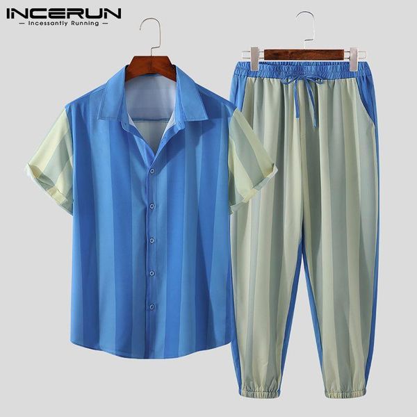 men's tracksuits men casual sets striped patchwork streetwear lapel short sleeve shirt drawstring pants fashion suits 2 pieces incerun, Gray
men's tracksuits men casual sets striped patchwork streetwear lapel short sleeve shirt drawstring pants fashion suits 2 pieces incerun, Gray