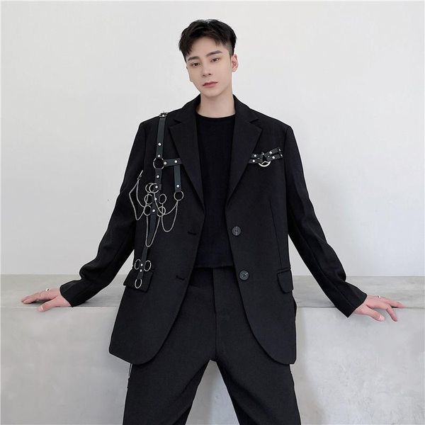 men's suits & blazers wear tide koean chain decorate casual suit coat for male 2021 autumn loose simple long sleeve, White;black
men's suits & blazers wear tide koean chain decorate casual suit coat for male 2021 autumn loose simple long sleeve, White;black