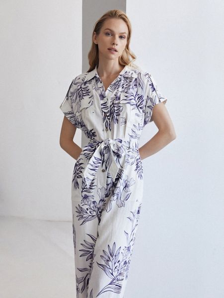 motf premium linen printed belted jumpsuit c5ud#, White