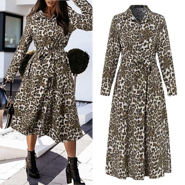 casual dresses elegant dress celmia women long sleeve lapel leopard printed 2021 fashion buttons belted party vestidos midi robe mujer, Black;gray
casual dresses elegant dress celmia women long sleeve lapel leopard printed 2021 fashion buttons belted party vestidos midi robe mujer, Black;gray
