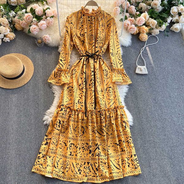 ly varey lin spring women elegant print dresses casual o-neck long sleeve a-line dress yellow lady skirts 210526, Black;gray
ly varey lin spring women elegant print dresses casual o-neck long sleeve a-line dress yellow lady skirts 210526, Black;gray