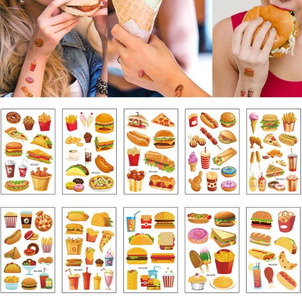 temporary tattoos hamburger tattoo sticker waterproof sweatproof cate chip cream fast food party design body transfer for kid toy
temporary tattoos hamburger tattoo sticker waterproof sweatproof cate chip cream fast food party design body transfer for kid toy