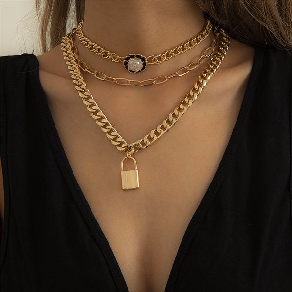 women retro flower lock pendant necklaces european metal thick cross chain multi layer punk dress party gold necklace jewelry accessories wh, Silver
women retro flower lock pendant necklaces european metal thick cross chain multi layer punk dress party gold necklace jewelry accessories wh, Silver