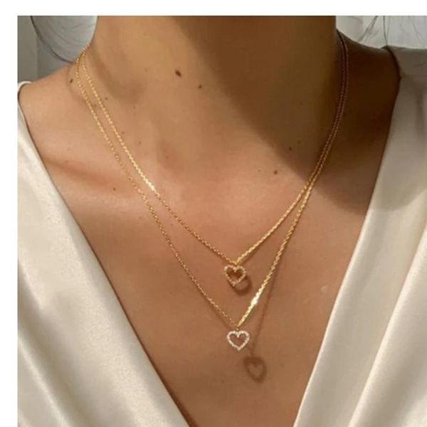 pendant necklaces golden color clavicle chain necklace for women girls rhinestone double love heart trendy collar jewelry, Silver
pendant necklaces golden color clavicle chain necklace for women girls rhinestone double love heart trendy collar jewelry, Silver