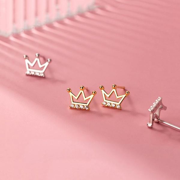 real 925 sterling silver zircon hollow crown stud earrings for fashion women cute fine jewelry minimalist accessories, Golden;silver
real 925 sterling silver zircon hollow crown stud earrings for fashion women cute fine jewelry minimalist accessories, Golden;silver