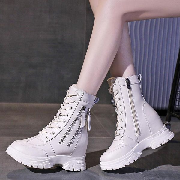 boots women winter mid-calf leather snow plush super warm platform booties wedges height increasing 10cm short black white
boots women winter mid-calf leather snow plush super warm platform booties wedges height increasing 10cm short black white