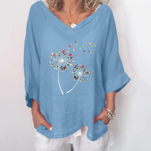 women's blouses & shirts flowy dandelion print women blouse solid color plus size blue linen v neck long sleeve loose casual blusas 4, White
women's blouses & shirts flowy dandelion print women blouse solid color plus size blue linen v neck long sleeve loose casual blusas 4, White