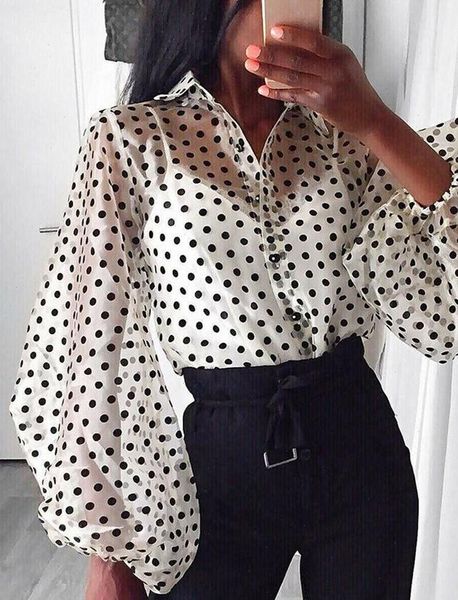 fashion summer mesh see through women blouses polka dot long sleeve casual shirts black lace sheer loose blouse, White
fashion summer mesh see through women blouses polka dot long sleeve casual shirts black lace sheer loose blouse, White