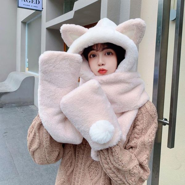 hats, scarves & gloves sets 2021 est winter bear plush hat scarf one female thickened warm three piece set bicycle ear protection bib, Blue;gray
hats, scarves & gloves sets 2021 est winter bear plush hat scarf one female thickened warm three piece set bicycle ear protection bib, Blue;gray