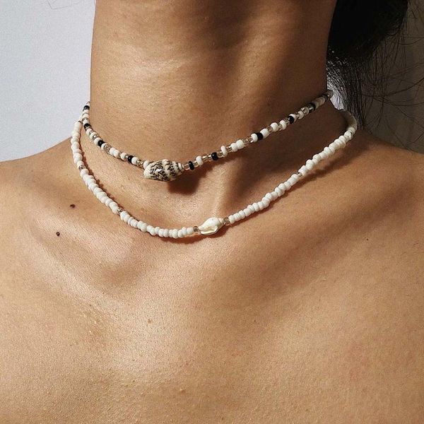 chains bohemian white seed bead shell choker pendant necklace for women kpop charming clavicle chain jewelry beach outfits collares, Silver
chains bohemian white seed bead shell choker pendant necklace for women kpop charming clavicle chain jewelry beach outfits collares, Silver