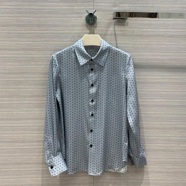 ladies fashion long sleeve retro polka dot silk shirt 1027 women's blouses & shirts, White
ladies fashion long sleeve retro polka dot silk shirt 1027 women's blouses & shirts, White