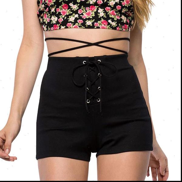 womens shorts women lace up drawstring high waist solid black biker short cross bandage casual, White;black
womens shorts women lace up drawstring high waist solid black biker short cross bandage casual, White;black