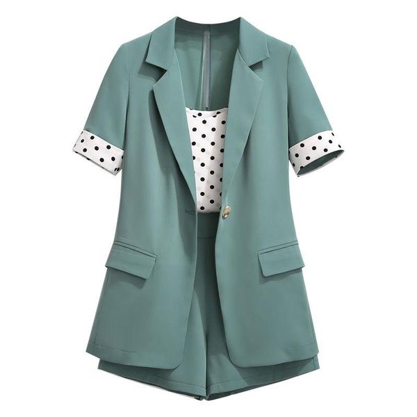 women's tracksuits 2021 summer women three piece sets office polka dot + shorts solid pants female work ladies suit casual plus size, Gray
women's tracksuits 2021 summer women three piece sets office polka dot + shorts solid pants female work ladies suit casual plus size, Gray