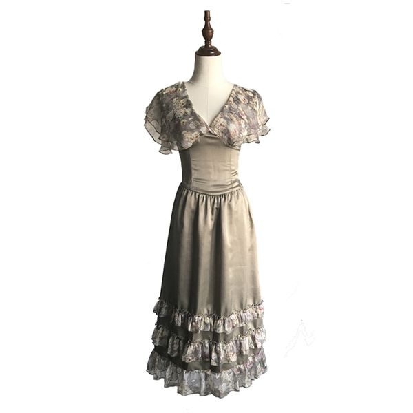 women chiffon satin patchwork ruffle v neck midi dress elegant d1202 210514, Black;gray
women chiffon satin patchwork ruffle v neck midi dress elegant d1202 210514, Black;gray
