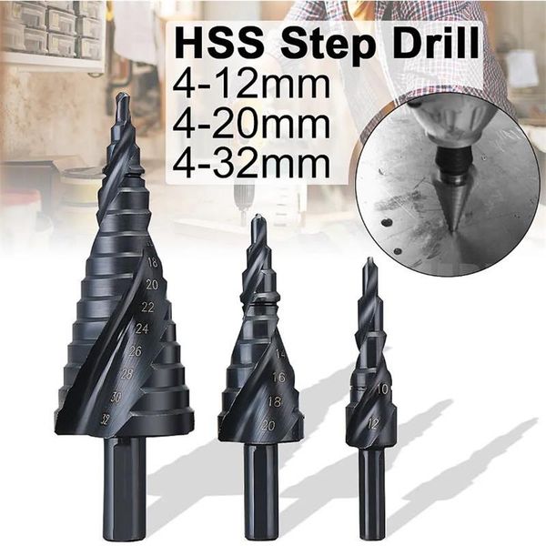 professional drill bits 4-12/20/32mm metric hss step bit set tialn coated cone spiral grooved metal hole cutter power tools kit
professional drill bits 4-12/20/32mm metric hss step bit set tialn coated cone spiral grooved metal hole cutter power tools kit